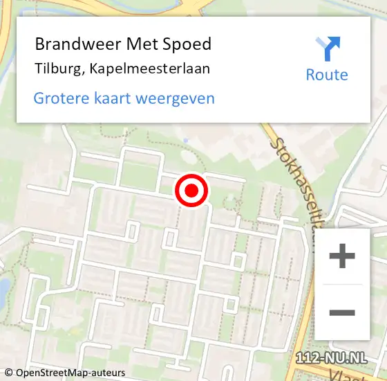 Locatie op kaart van de 112 melding: Brandweer Met Spoed Naar Tilburg, Kapelmeesterlaan op 19 december 2024 08:51