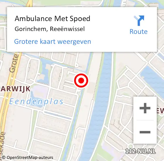 Locatie op kaart van de 112 melding: Ambulance Met Spoed Naar Gorinchem, Reeënwissel op 19 december 2024 09:44