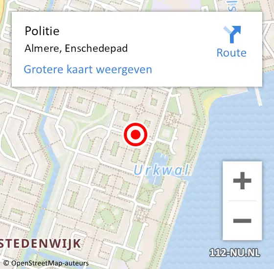 Locatie op kaart van de 112 melding: Politie Almere, Enschedepad op 19 december 2024 10:01