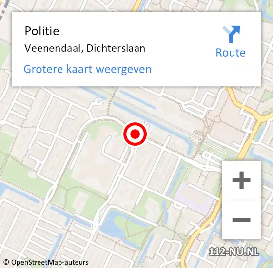 Locatie op kaart van de 112 melding: Politie Veenendaal, Dichterslaan op 19 december 2024 10:03