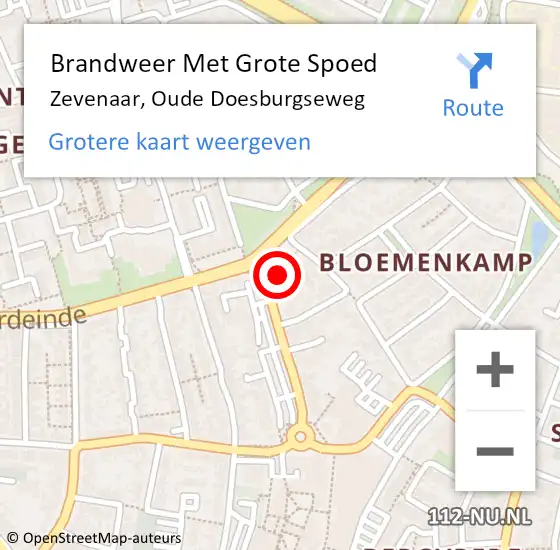 Locatie op kaart van de 112 melding: Brandweer Met Grote Spoed Naar Zevenaar, Oude Doesburgseweg op 19 december 2024 10:13