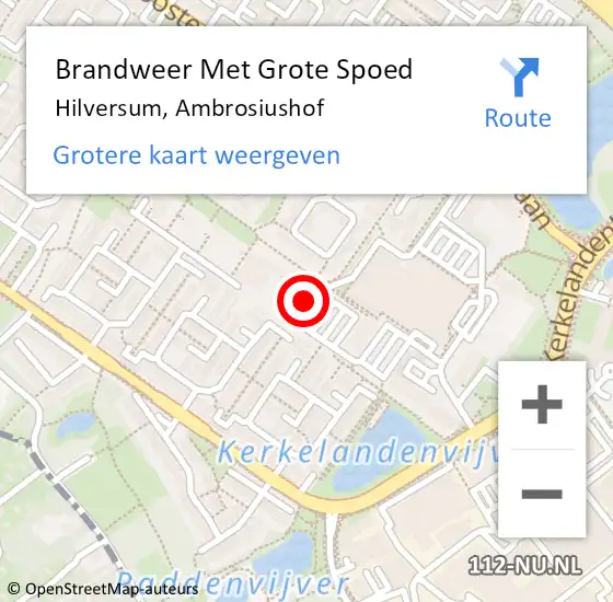 Locatie op kaart van de 112 melding: Brandweer Met Grote Spoed Naar Hilversum, Ambrosiushof op 19 december 2024 10:26