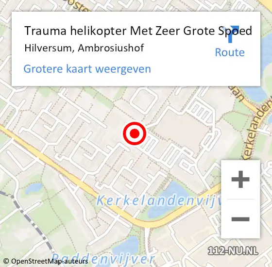 Locatie op kaart van de 112 melding: Trauma helikopter Met Zeer Grote Spoed Naar Hilversum, Ambrosiushof op 19 december 2024 10:27