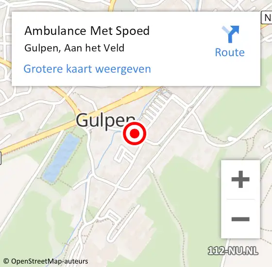 Locatie op kaart van de 112 melding: Ambulance Met Spoed Naar Gulpen, Aan het Veld op 30 oktober 2014 21:37