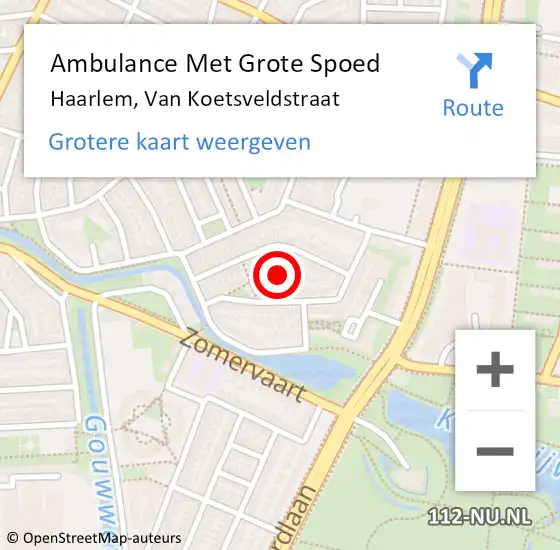 Locatie op kaart van de 112 melding: Ambulance Met Grote Spoed Naar Haarlem, Van Koetsveldstraat op 19 december 2024 10:43