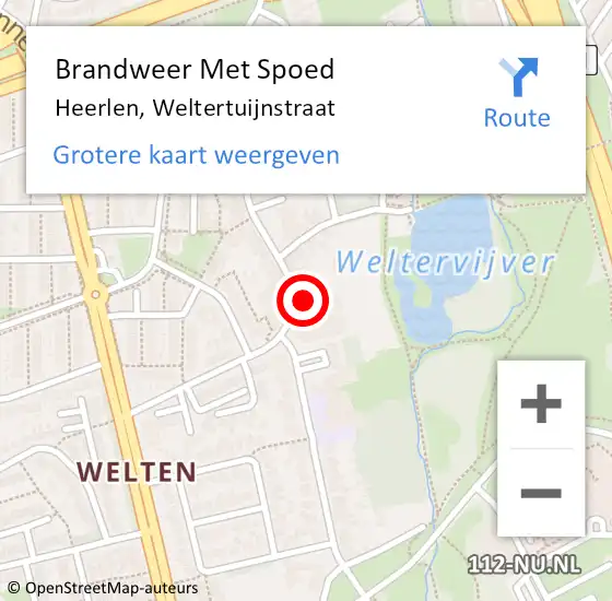 Locatie op kaart van de 112 melding: Brandweer Met Spoed Naar Heerlen, Weltertuijnstraat op 19 december 2024 10:51