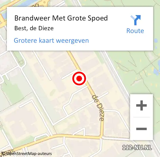 Locatie op kaart van de 112 melding: Brandweer Met Grote Spoed Naar Best, de Dieze op 19 december 2024 11:10