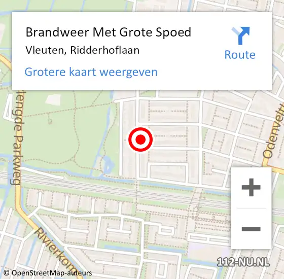 Locatie op kaart van de 112 melding: Brandweer Met Grote Spoed Naar Vleuten, Ridderhoflaan op 19 december 2024 11:18