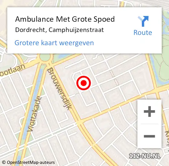 Locatie op kaart van de 112 melding: Ambulance Met Grote Spoed Naar Dordrecht, Camphuijzenstraat op 19 december 2024 11:19