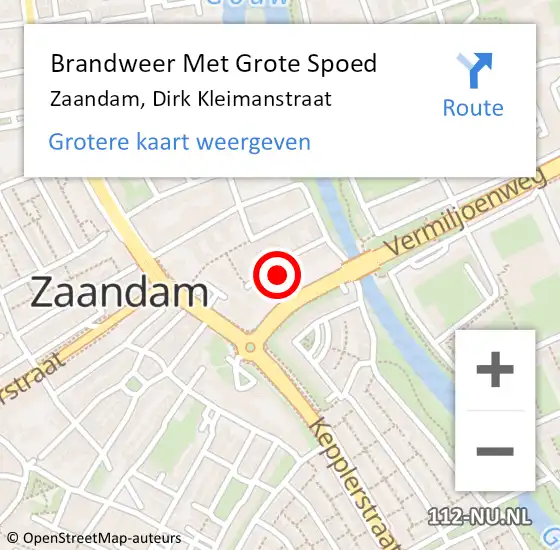 Locatie op kaart van de 112 melding: Brandweer Met Grote Spoed Naar Zaandam, Dirk Kleimanstraat op 19 december 2024 11:37