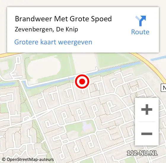 Locatie op kaart van de 112 melding: Brandweer Met Grote Spoed Naar Zevenbergen, De Knip op 19 december 2024 11:49