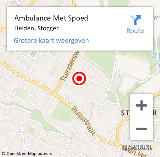 Locatie op kaart van de 112 melding: Ambulance Met Spoed Naar Helden, Stogger op 30 oktober 2014 21:57