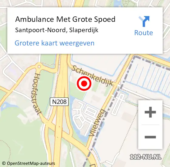 Locatie op kaart van de 112 melding: Ambulance Met Grote Spoed Naar Santpoort-Noord, Slaperdijk op 19 december 2024 12:24