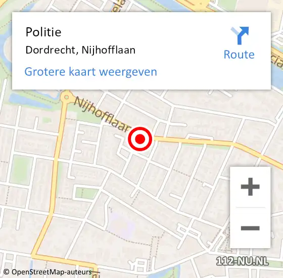 Locatie op kaart van de 112 melding: Politie Dordrecht, Nijhofflaan op 19 december 2024 12:24