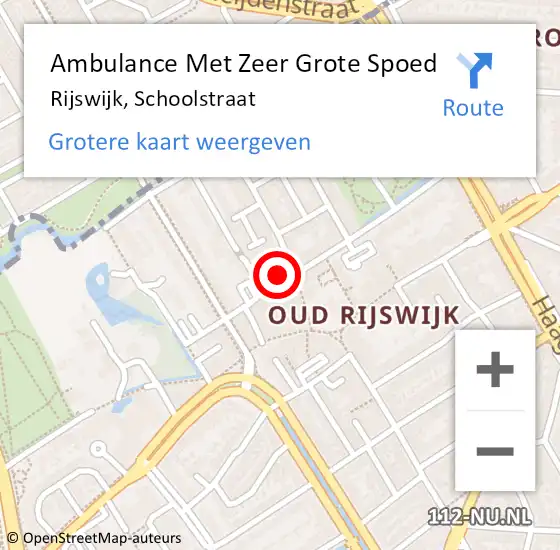 Locatie op kaart van de 112 melding: Ambulance Met Zeer Grote Spoed Naar Rijswijk, Schoolstraat op 19 december 2024 12:31