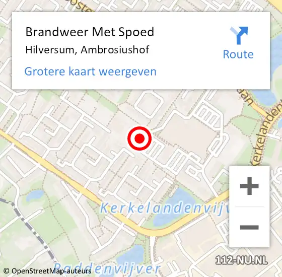 Locatie op kaart van de 112 melding: Brandweer Met Spoed Naar Hilversum, Ambrosiushof op 19 december 2024 12:48