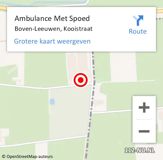 Locatie op kaart van de 112 melding: Ambulance Met Spoed Naar Boven-Leeuwen, Kooistraat op 30 oktober 2014 22:07