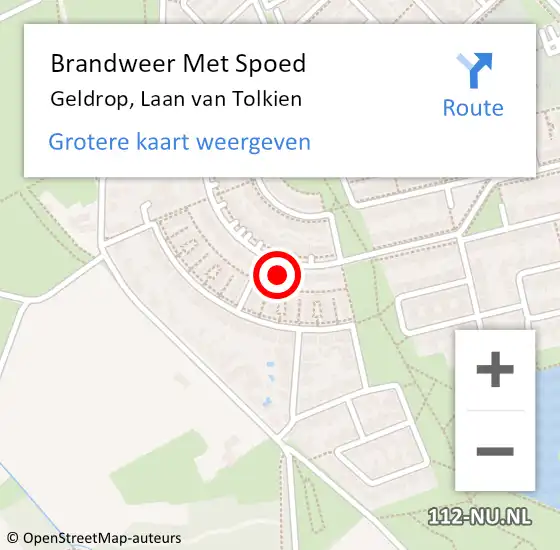 Locatie op kaart van de 112 melding: Brandweer Met Spoed Naar Geldrop, Laan van Tolkien op 19 december 2024 13:12