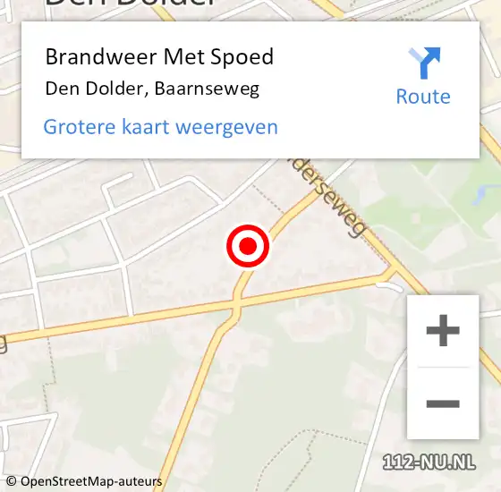 Locatie op kaart van de 112 melding: Brandweer Met Spoed Naar Den Dolder, Baarnseweg op 19 december 2024 13:18