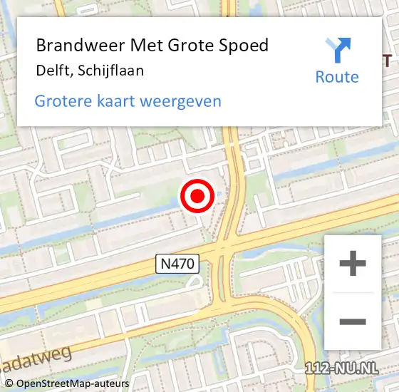 Locatie op kaart van de 112 melding: Brandweer Met Grote Spoed Naar Delft, Schijflaan op 19 december 2024 13:24