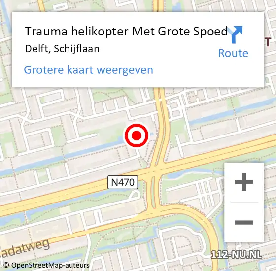 Locatie op kaart van de 112 melding: Trauma helikopter Met Grote Spoed Naar Delft, Schijflaan op 19 december 2024 13:28