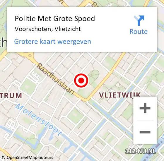 Locatie op kaart van de 112 melding: Politie Met Grote Spoed Naar Voorschoten, Vlietzicht op 19 december 2024 13:38