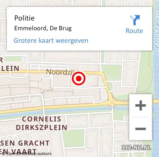 Locatie op kaart van de 112 melding: Politie Emmeloord, De Brug op 19 december 2024 13:39