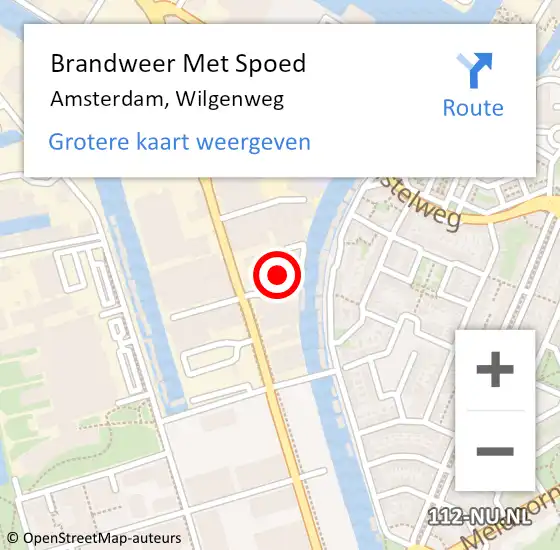 Locatie op kaart van de 112 melding: Brandweer Met Spoed Naar Amsterdam, Wilgenweg op 19 december 2024 13:46