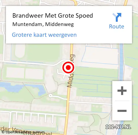 Locatie op kaart van de 112 melding: Brandweer Met Grote Spoed Naar Muntendam, Middenweg op 19 december 2024 13:54