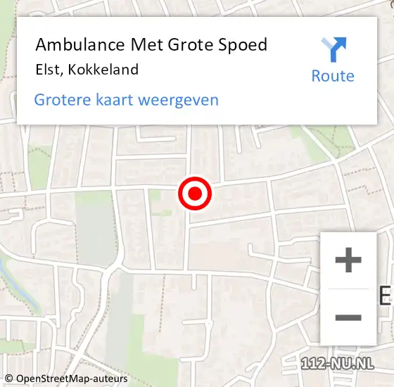 Locatie op kaart van de 112 melding: Ambulance Met Grote Spoed Naar Elst, Kokkeland op 30 oktober 2014 22:15