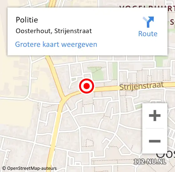 Locatie op kaart van de 112 melding: Politie Oosterhout, Strijenstraat op 19 december 2024 14:23