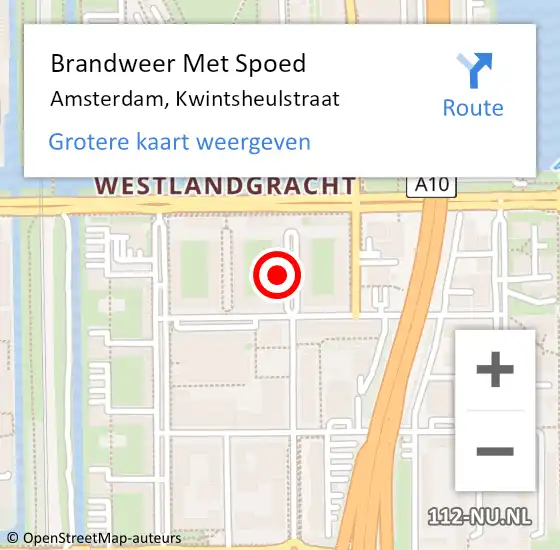 Locatie op kaart van de 112 melding: Brandweer Met Spoed Naar Amsterdam, Kwintsheulstraat op 19 december 2024 14:28