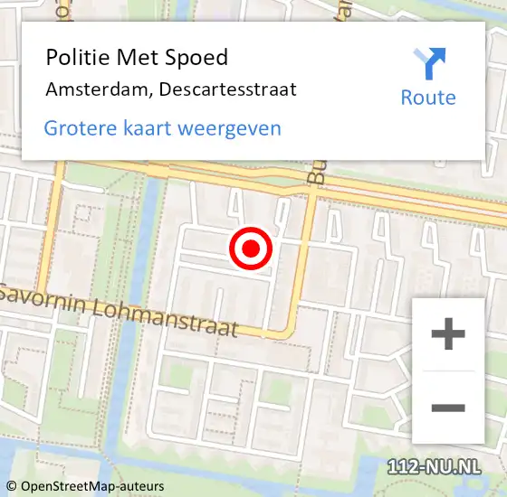 Locatie op kaart van de 112 melding: Politie Met Spoed Naar Amsterdam, Descartesstraat op 19 december 2024 14:28