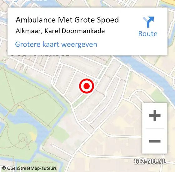 Locatie op kaart van de 112 melding: Ambulance Met Grote Spoed Naar Alkmaar, Karel Doormankade op 19 december 2024 14:29