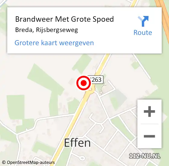 Locatie op kaart van de 112 melding: Brandweer Met Grote Spoed Naar Breda, Rijsbergseweg op 19 december 2024 14:34