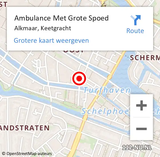 Locatie op kaart van de 112 melding: Ambulance Met Grote Spoed Naar Alkmaar, Keetgracht op 19 december 2024 14:37