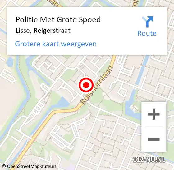 Locatie op kaart van de 112 melding: Politie Met Grote Spoed Naar Lisse, Reigerstraat op 19 december 2024 14:53