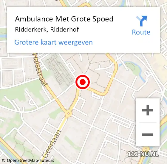 Locatie op kaart van de 112 melding: Ambulance Met Grote Spoed Naar Ridderkerk, Ridderhof op 19 december 2024 15:08