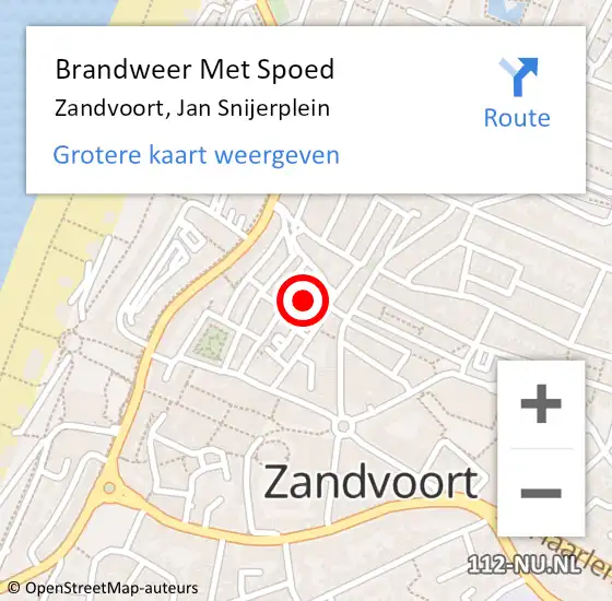 Locatie op kaart van de 112 melding: Brandweer Met Spoed Naar Zandvoort, Jan Snijerplein op 19 december 2024 15:32