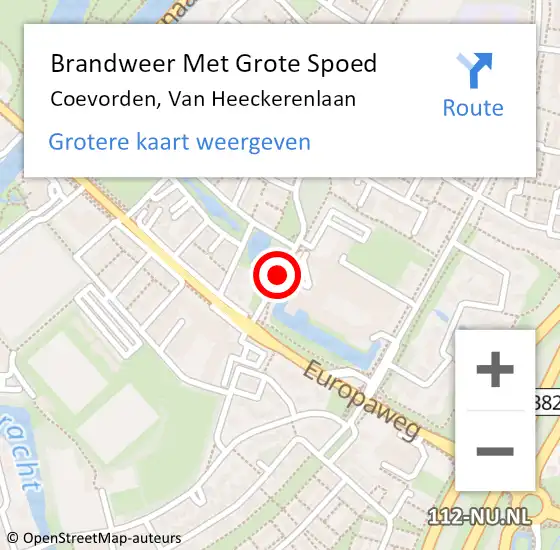 Locatie op kaart van de 112 melding: Brandweer Met Grote Spoed Naar Coevorden, Van Heeckerenlaan op 30 oktober 2014 22:34