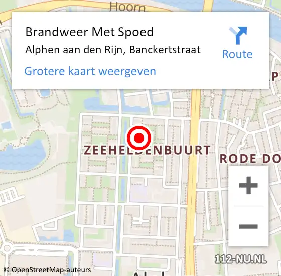 Locatie op kaart van de 112 melding: Brandweer Met Spoed Naar Alphen aan den Rijn, Banckertstraat op 19 december 2024 15:43