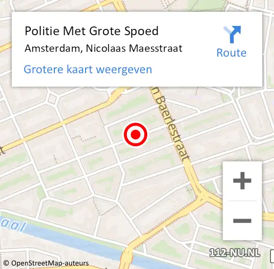 Locatie op kaart van de 112 melding: Politie Met Grote Spoed Naar Amsterdam, Nicolaas Maesstraat op 19 december 2024 15:46