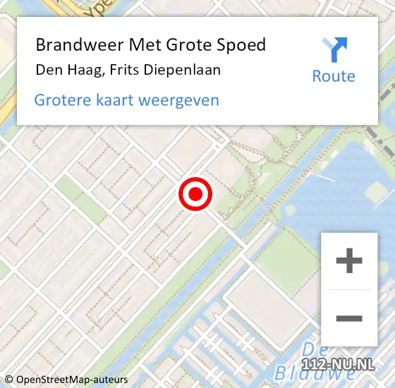 Locatie op kaart van de 112 melding: Brandweer Met Grote Spoed Naar Den Haag, Frits Diepenlaan op 19 december 2024 15:57