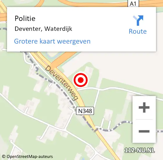 Locatie op kaart van de 112 melding: Politie Deventer, Waterdijk op 19 december 2024 15:59