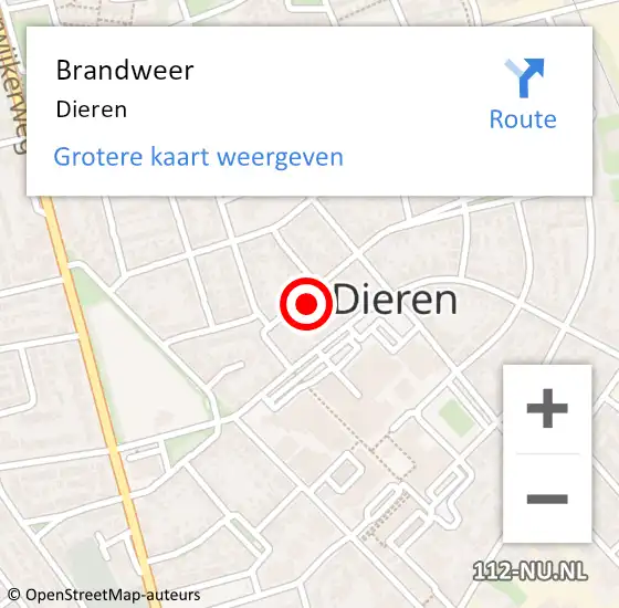 Locatie op kaart van de 112 melding: Brandweer Dieren op 19 december 2024 16:04