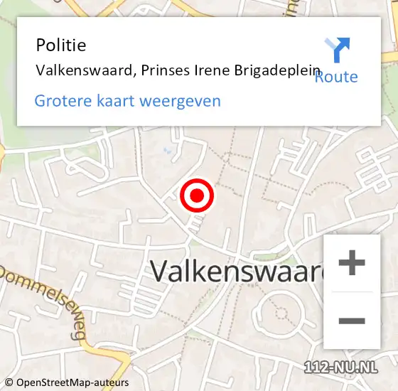 Locatie op kaart van de 112 melding: Politie Valkenswaard, Prinses Irene Brigadeplein op 19 december 2024 16:08