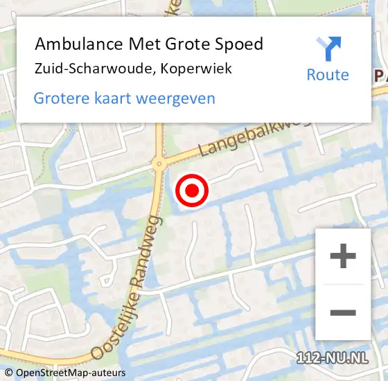 Locatie op kaart van de 112 melding: Ambulance Met Grote Spoed Naar Zuid-Scharwoude, Koperwiek op 19 december 2024 16:28