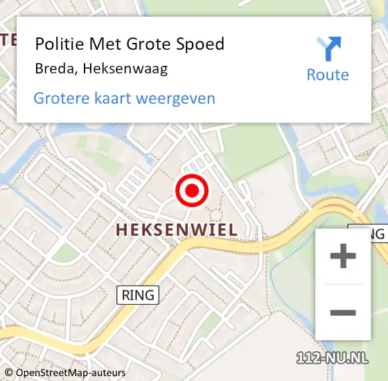 Locatie op kaart van de 112 melding: Politie Met Grote Spoed Naar Breda, Heksenwaag op 19 december 2024 16:55