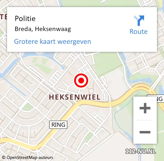 Locatie op kaart van de 112 melding: Politie Breda, Heksenwaag op 19 december 2024 16:55