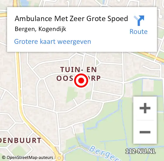 Locatie op kaart van de 112 melding: Ambulance Met Zeer Grote Spoed Naar Bergen, Kogendijk op 19 december 2024 17:04